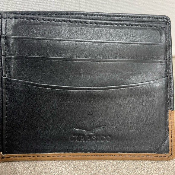 Classico Men’s Two Tone Leather Bifold Wallet Brown Tan Picture Credit Card Slot - Picture 4 of 9